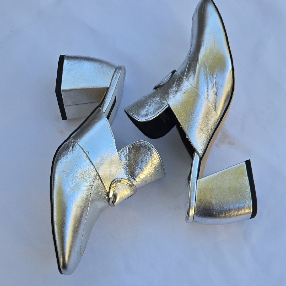 Mango Metallic Silver Mules - Picture 5 of 11
